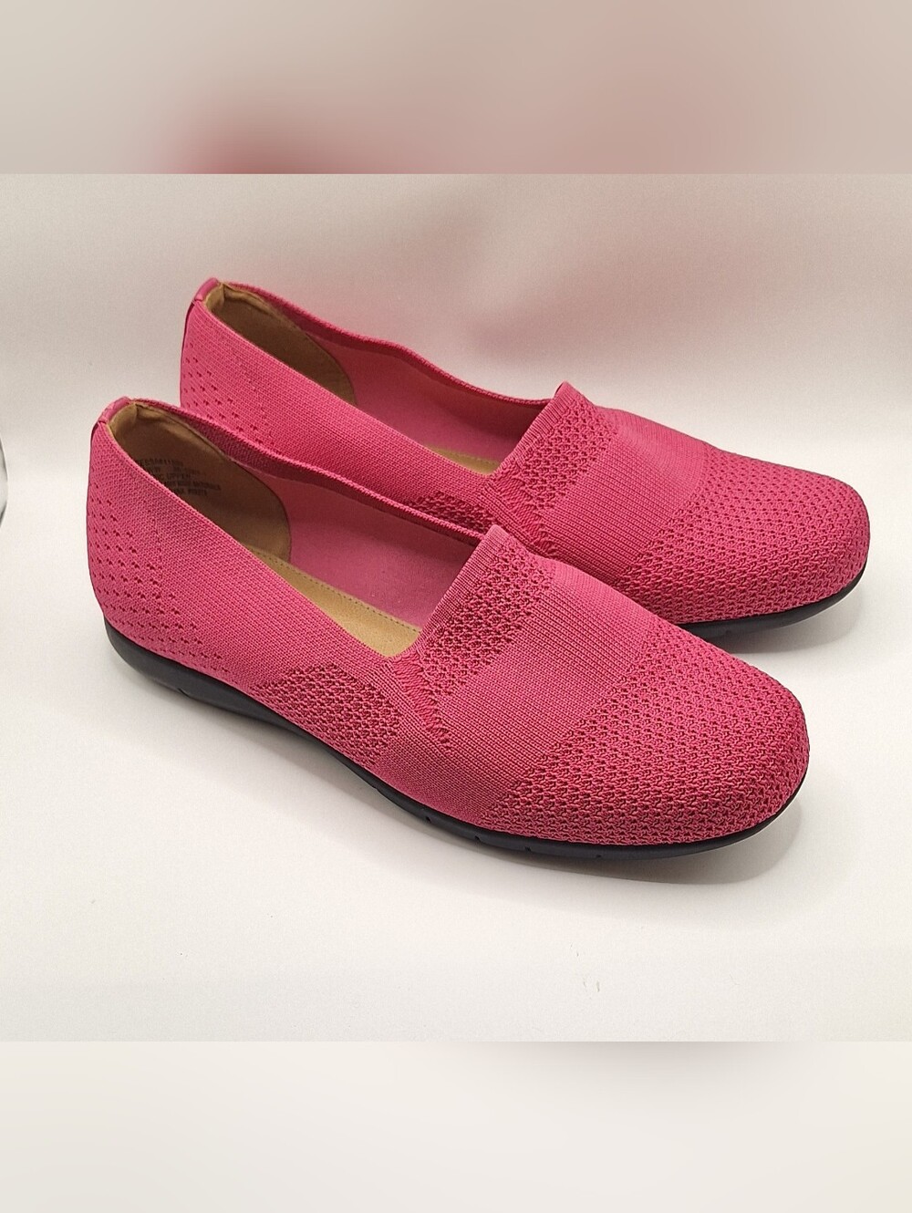 Comfortview Tessa Pink Slip-On Knit Flats for Women Size 10WW